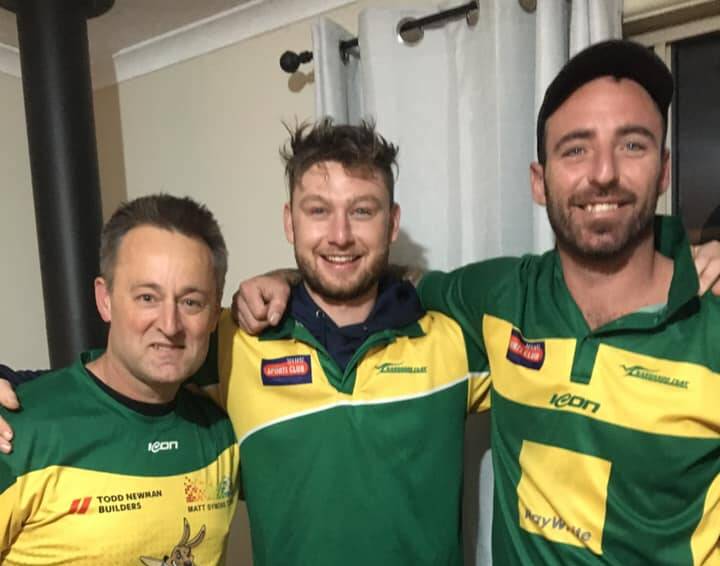 NEW SIGNING: Kangaroo Flat coach Wayne Stubbings, recruit Lewis Stabler and Roos' batsman Josh Collinson. Pictures: KANGAROO FLAT FACEBOOK PAGE