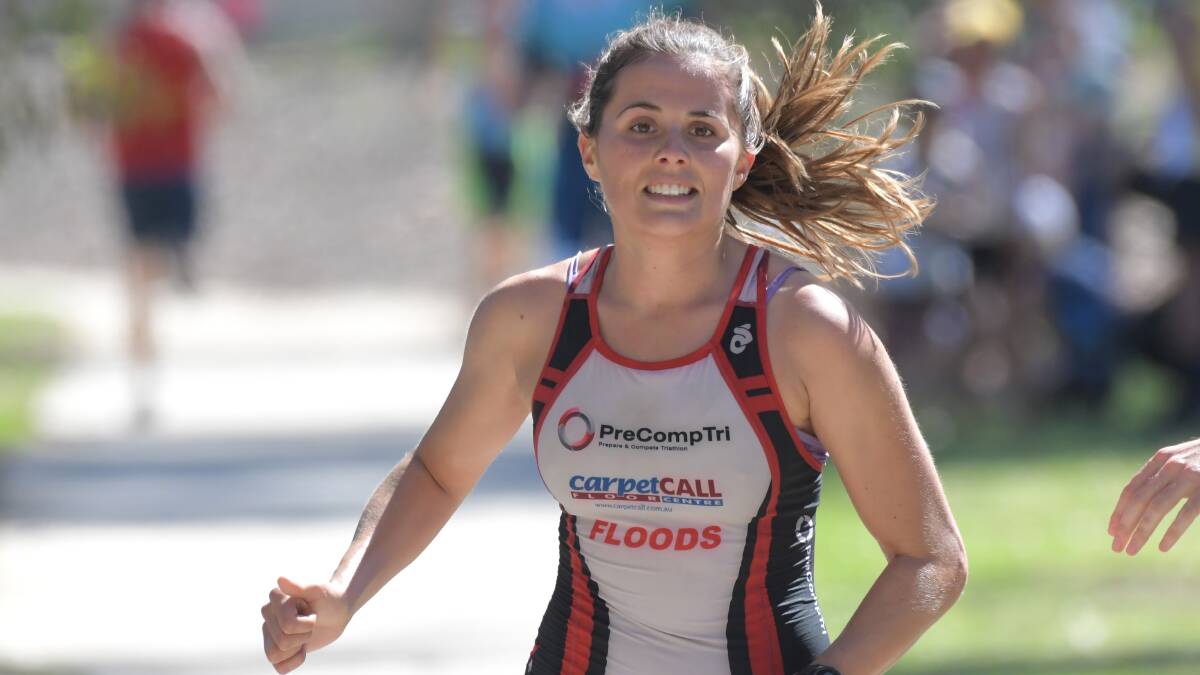 VICTORIOUS: Shai O'Brien was the overall winner of the female long course at the Bridgewater triathlon on Sunday. O'Brien completed the 500m swim, 20km ride and 5km run in 01:04:15. Picture: GLENN DANIELS