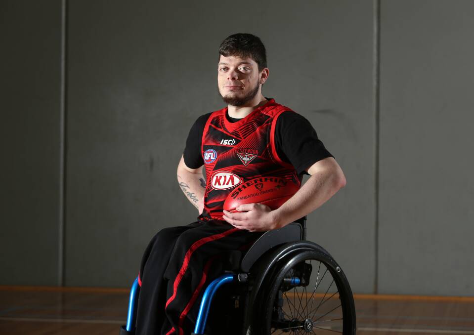 READY TO RUMBLE: Bendigo's Caleb Logan will play for Essendon in the inaugural Robert Rose Foundation Victorian Wheelchair Football League season. The Bombers play Collingwood in round one on May 6. Picture: GLENN DANIELS