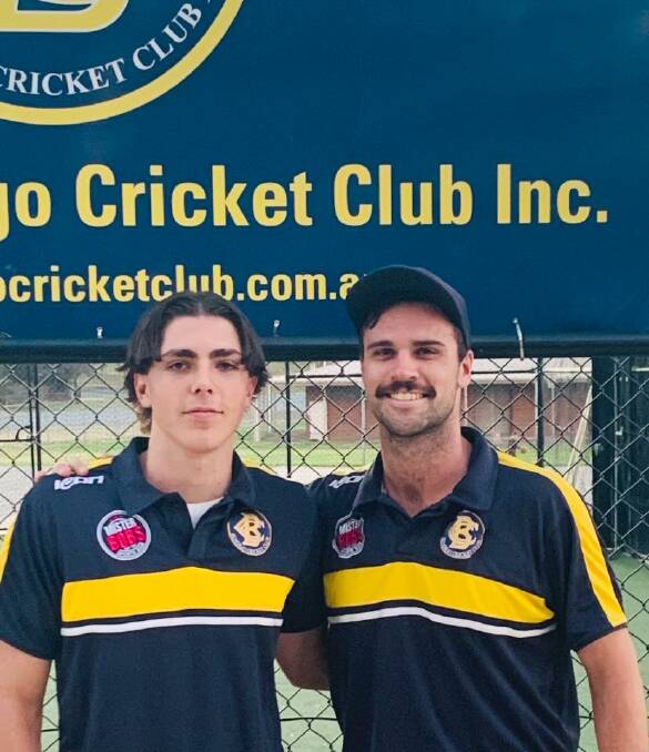 WELCOME ABOARD: Bendigo recruit Waugh George with Goers' first XI captain Nathan Fitzpatrick. Picture: BENDIGO CC FACEBOOK PAGE