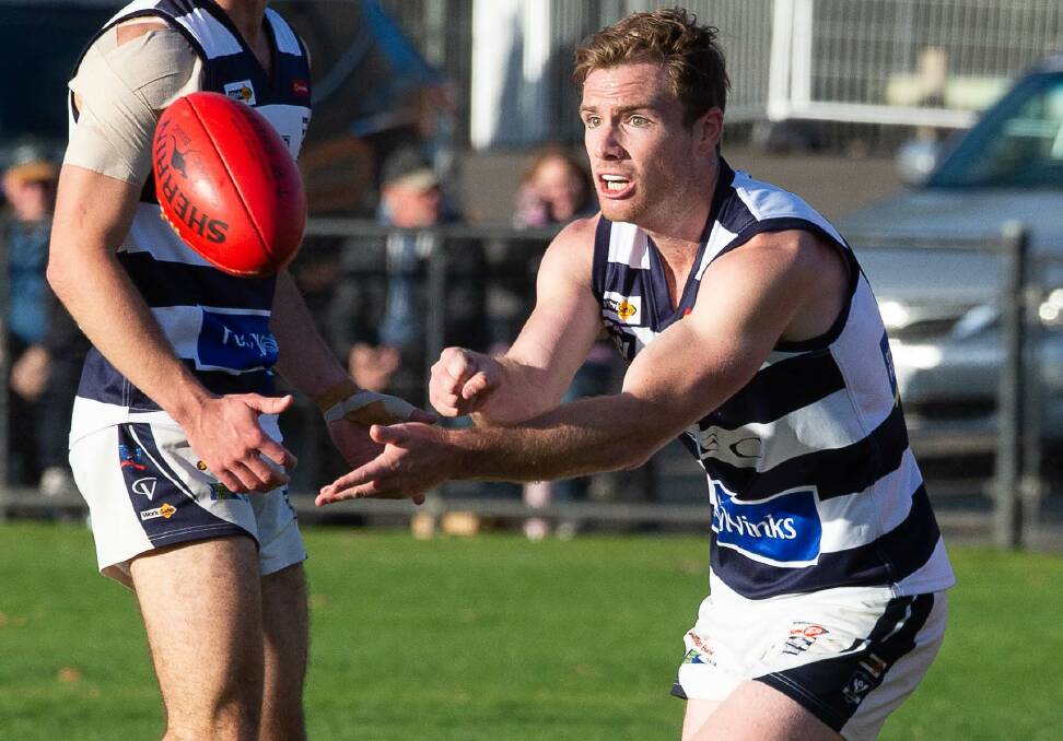 RIPPING GAME: Strathfieldsaye midfielder Jake Moorhead had 45 possessions and 195 ranking points against Castlemaine in Saturday's 101-point win.