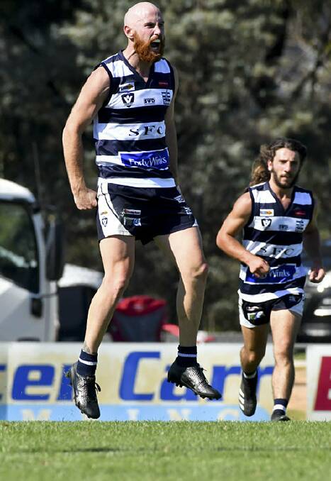SHARP-SHOOTER: Strathfieldsaye captain Lachlan Sharp topped the region's goalkicking this year with 68 from 12 games. Picture: NONI HYETT