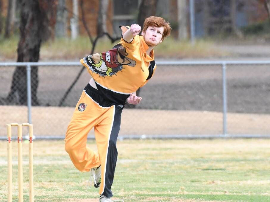 EFFORT: Mitch Lawrence bowls in Axe Creek's round one game against Maiden Gully back in October.