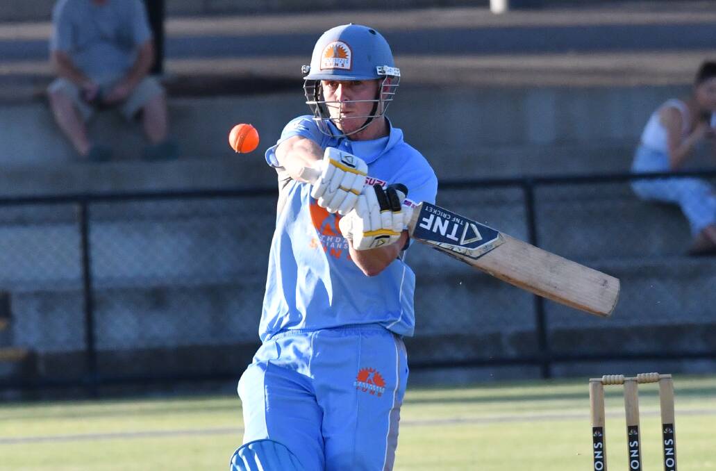 WHACK: Andrew Chalkey's 35 off 31 was the top score for Strathdale-Maristians against Kangaroo Flat in the BDCA Twenty20 grand final at the QEO. Picture: DARREN HOWE
