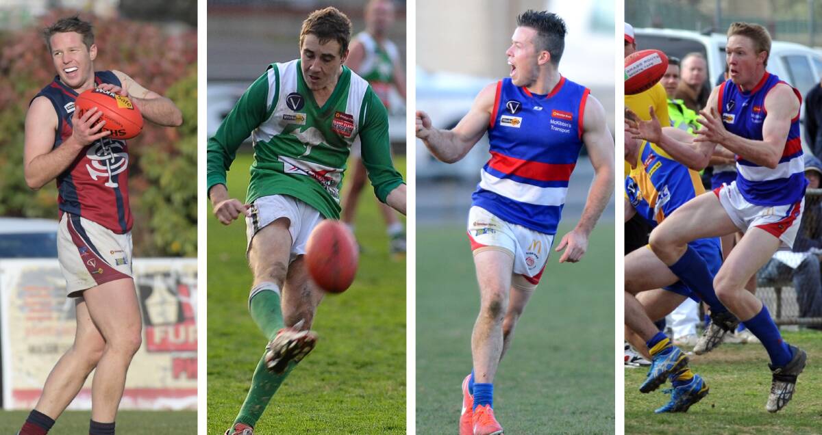 HONOUR: Sandhurst's Lee Coghlan, Kangaroo Flat's Tyrone Downie and the Gisborne pair of Scott Walsh and Tom Waters round out the BFNL Team of the Decade.