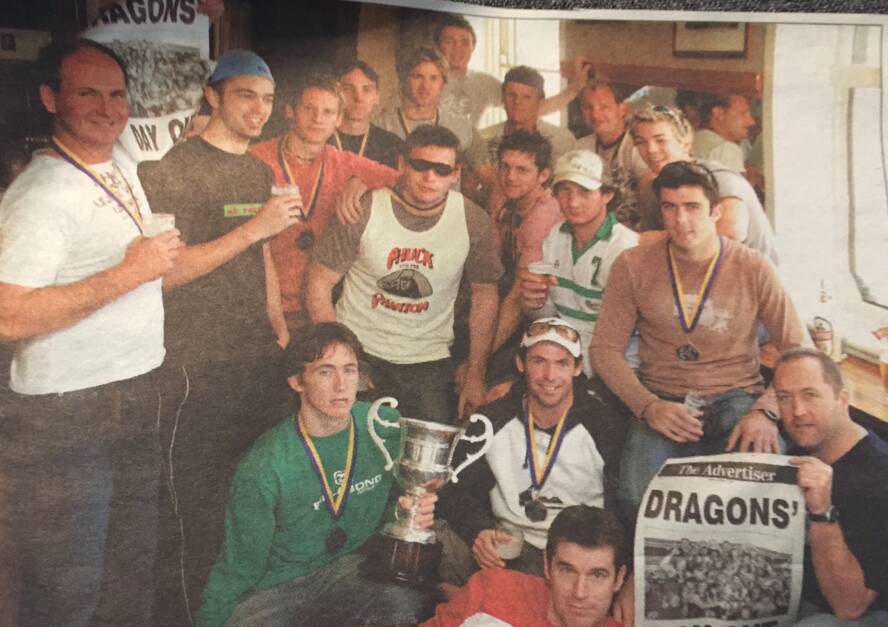 CELEBRATIONS: Sandhurst players enjoying their 2004 grand final win at the Rising Sun Hotel two days after their premiership triumph over Gisborne.