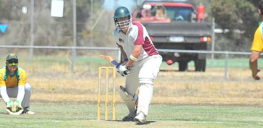 TOP SCORE: Bagshot's Marc Sherwell during his innings of 36 against Dingee on Saturday. Picture: LUKE WEST