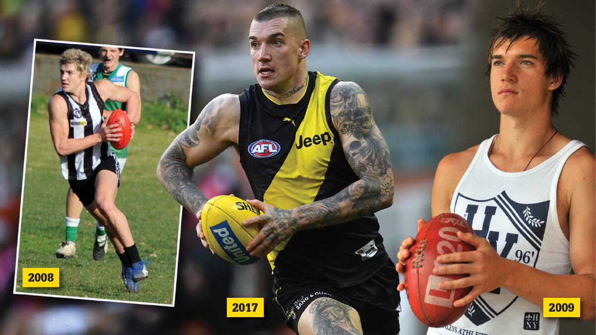 EVOLUTION: Dustin Martin has grown from a teenager playing with Castlemaine and the Bendigo Pioneers into an AFL superstar with Richmond.