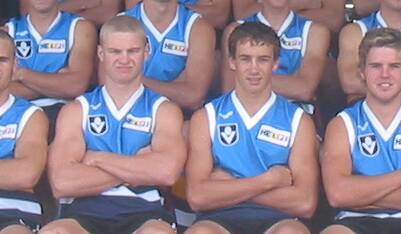 Colin Sylvia and Andrew Walker pictured side-by-side in the Bendigo Pioneers' team photo of 2003.