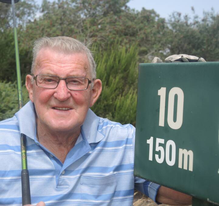 MEMORABLE DAY: Ian O'Shea, 78, shot a hole in one on the 150m 10th at Neangar Park last Saturday. O'Shea is back playing golf after a heart attack three years ago. Pictures: LUKE WEST