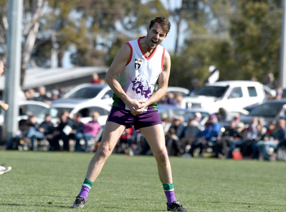 DOMINANT: Star Birchip-Watchem full-forward Stephen Paulke took his season tally to 74 goals with a bag of seven in the Bulls' 76-point victory over St Arnaud on Saturday. The Saints lost their position in the North Central league top four as a result of the defeat. Picture: NONI HYETT