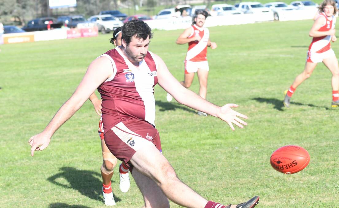 DETERMINED TO REBOUND: Newbridge's Ryan Burt. The Maroons will be aiming for a bounce back win against Maiden Gully YCW on Saturday following last week's 87-point loss to Mitiamo.