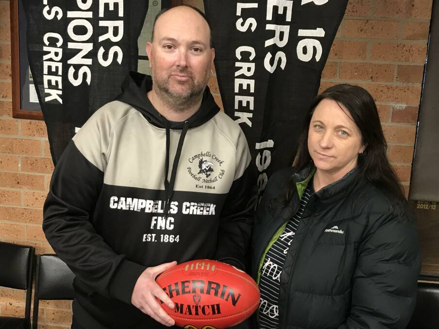 UP FOR THE FIGHT: Campbells Creek president Scott Jones and secretary Marg Stevens. The Creekers will spend 2021 in recess after making the decision on Sunday to withdraw its teams from the MCDFNL. Picture: LUKE WEST