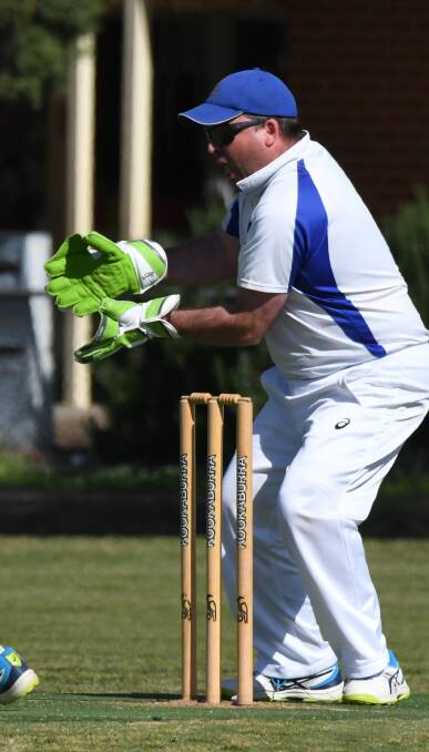 VETERAN GLOVEMAN: Marong wicket-keeper Scott Ross. The Panthers have a tough round four game in the EVCA against reigning premier Spring Gully on Saturday.