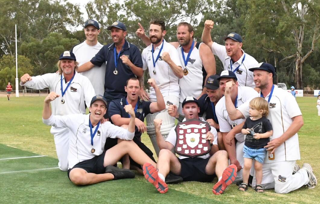 RAMS REJOICE: The Sedgwick team that won the club's first premiership in its centenary season by beating Spring Gully. Picture: ADAM BOURKE