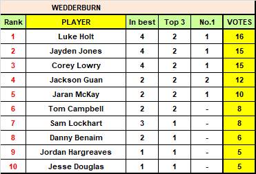 HDFNL, LVFNL, NCFL - Each club's top players according to the weekly best