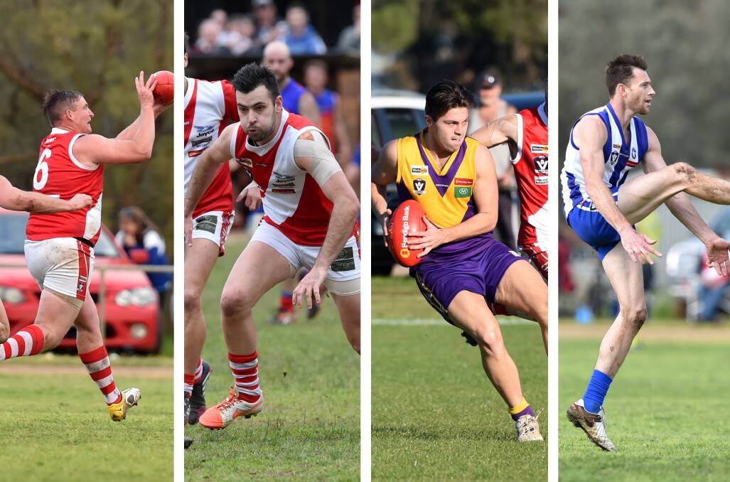 FOCAL POINTS: Alex Collins (No.1), Brad Rohde (No.2), Cody Gunn (No.3) and Justin Maddern (No.4) have been the LVFNL's four most prolific goalkickers since 2012 with a combined 985.