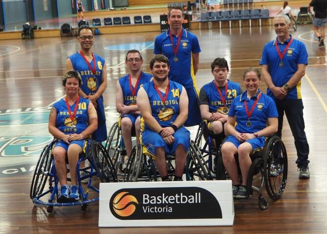 MEDALISTS: The Bendigo Gold wheelchair basketball team won a silver medal at its first official tournament in Geelong. Picture: CONTRIBUTED