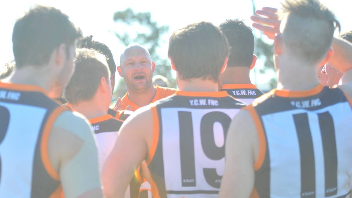Maiden Gully YCW coach Wayne Mitrovic at quarter-time. Picture: LUKE WEST