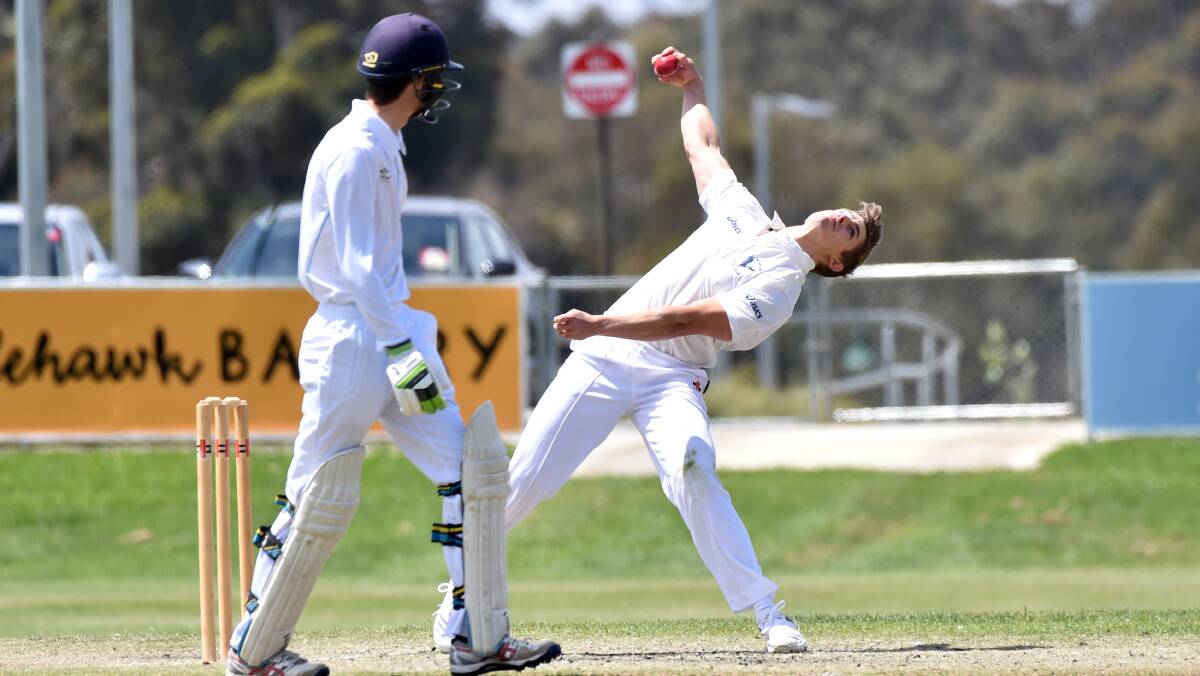 MATCH-WINNER: Russell Stockdale's haul of six wickets led Eaglehawk to victory over Strathdale-Maristians at Canterbury Park on Saturday. The Hawks avenged their round one defeat to the Suns. Pictures: GLENN DANIELS