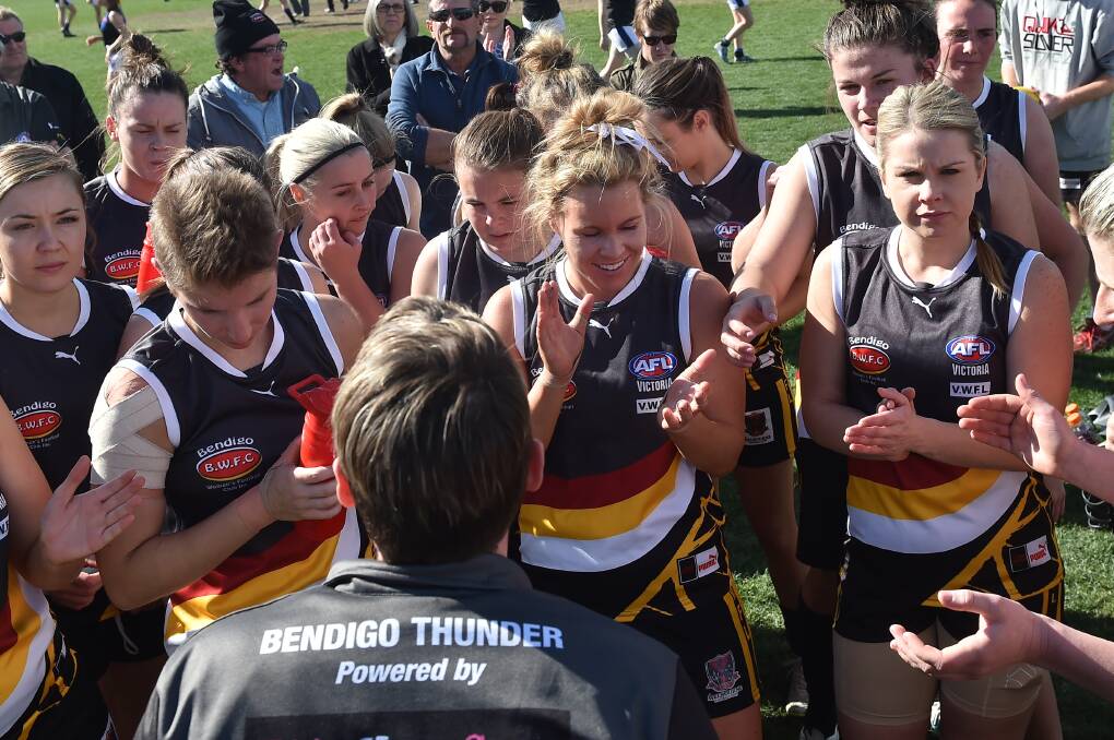 PREMIERSHIP IN SIGHT: The Bendigo Thunder will clash with Deer Park in Sunday's Victorian Women's Football League premier division grand final at the Coburg City Oval from noon. Picture: NONI HYETT