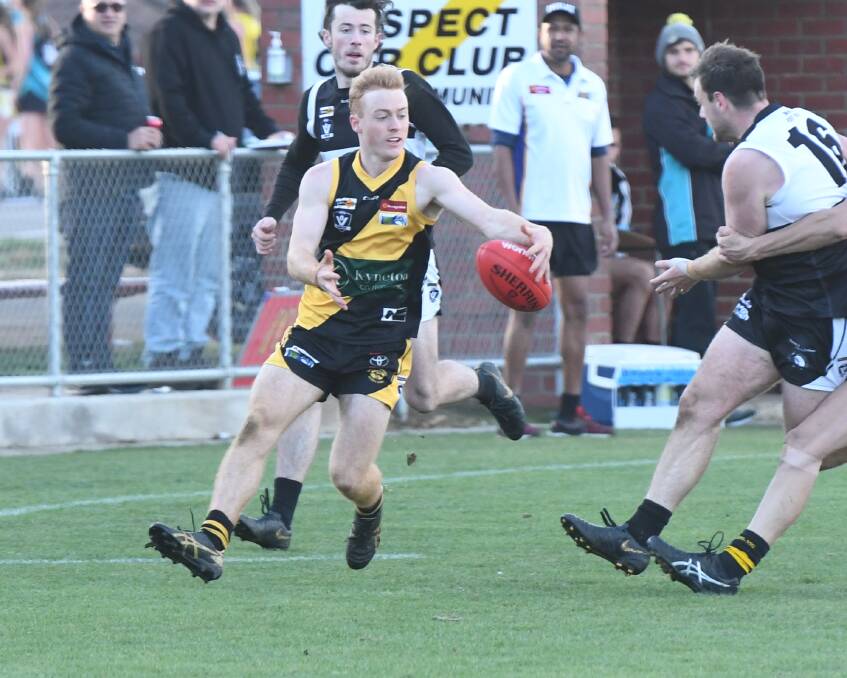 YOUNG GUN: Teenager Ned O'Sullivan won Kyneton's senior best and fairest this year, as well as the Tigers' coaches award. Picture: ANTHONY PINDA