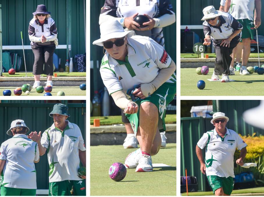 TUSSLE: Action from Monday's division one midweek pennant match between Kangaroo Flat and Castlemaine. The reigning premier Roos won by 29 shots at home to retain fourth position. Pictures: DARREN HOWE