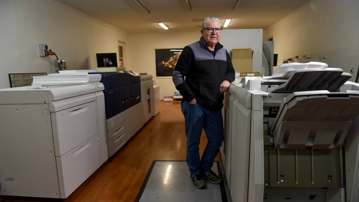 Steve Bright with one of Bart N Print's modern presses.