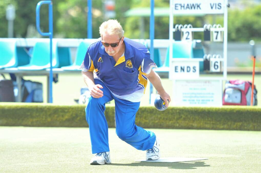 ON THE MAT: Golden Square skipper Daryl Cheeseman bowls during Saturday's upset victory over reigning premiers Eaglehawk by seven shots. Pictures: LUKE WEST