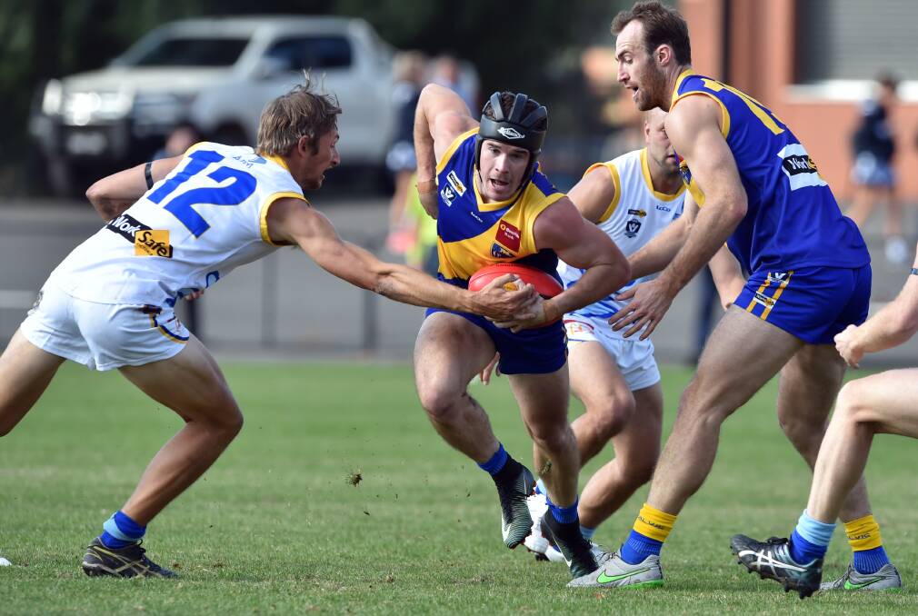 FINE GAME: Joel Helman was Heathcote District's best player in Saturday's 43-point loss to Central Murray at the Queen Elizabeth Oval. Picture: GLENN DANIELS.