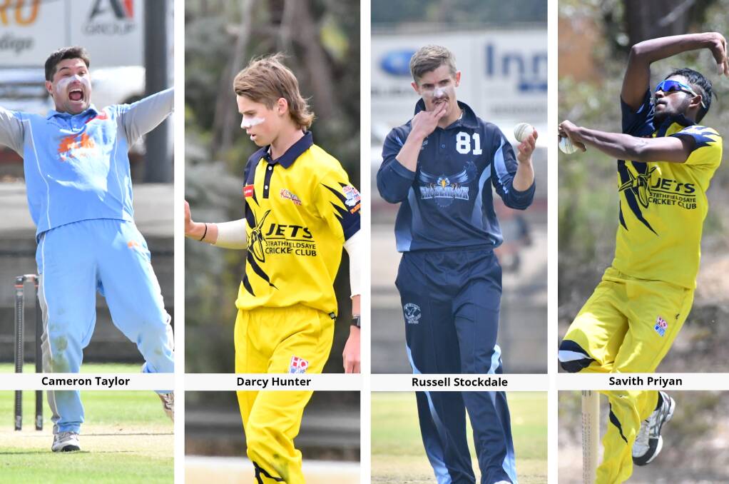 COME IN SPINNER: Spin bowlers Cameron Taylor, Darcy Hunter, Russell Stockdale and Savith Pryan lead the BDCA bowling after six rounds with 58 wickets between them.
