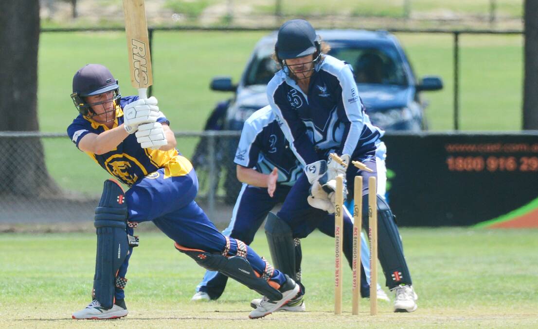 CLEANED UP: Bendigo's Xavier Ryan is bowled by Eaglehawk's Nash Viney at Atkins Street on Sunday. Pictures: DARREN HOWE