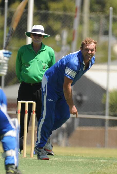 ONE-FOR: California Gully opening bowler Brad Olson picked up 1-35 off eight overs in Saturday's win over Sedgwick. Pictures: LUKE WEST