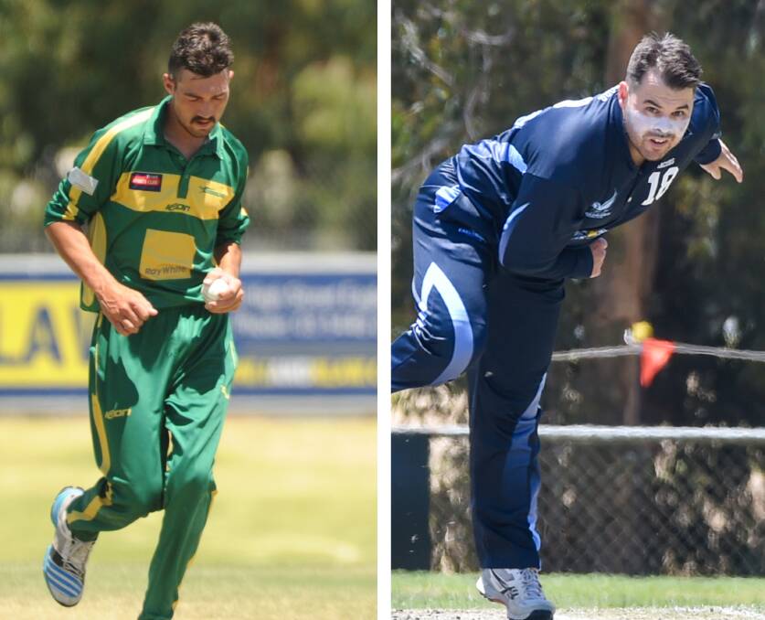 LEADERS: Kangaroo Flat captain Chris Barber and Eaglehawk skipper Cory Jacobs. Saturday's winner of the preliminary final at the QEO will earn a shot at undefeated Strathdale-Maristians in the BDCA grand final next week.