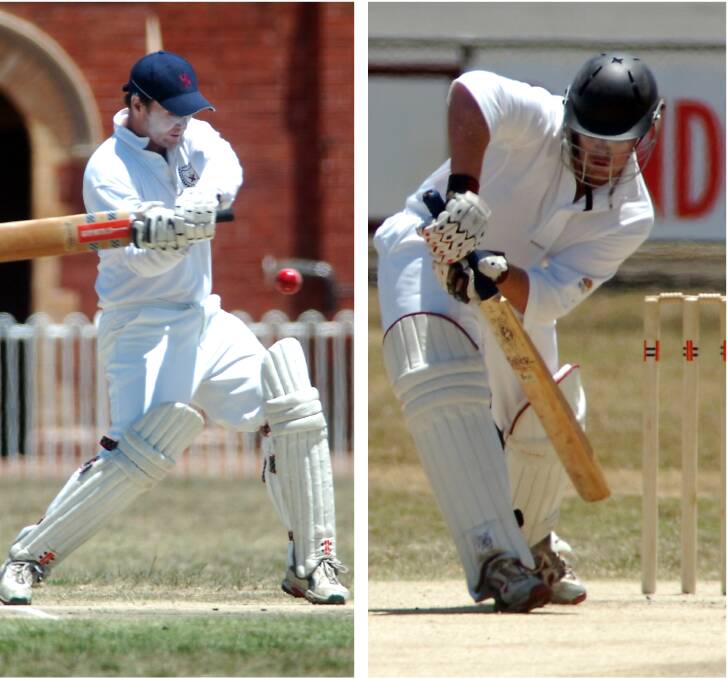 RUNS APLENTY: The two photos of Mark Keck (160) and Nick Scullie (225 n.o.) that appeared on the back page of the Bendigo Advertiser on December 4, 2006, after Sandhurst made 5-493 against Bendigo.