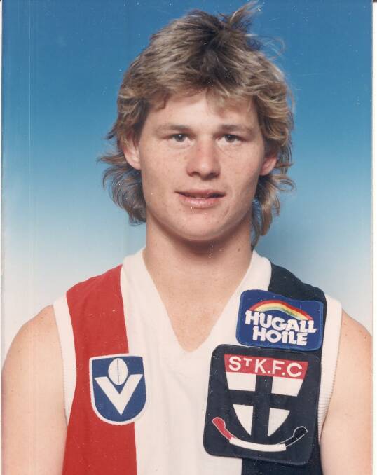 Paul Page pictured during his year at St Kilda in 1987. Picture provided by Russell Holmesby.
