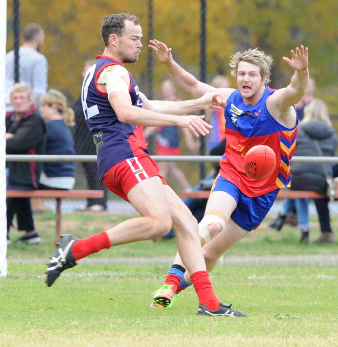 HANDFUL: Calivil United full-forward Bryce Curnow has kicked 86 goals for the season, including 17 in two matches against Newbridge. Picture: ADAM BOURKE