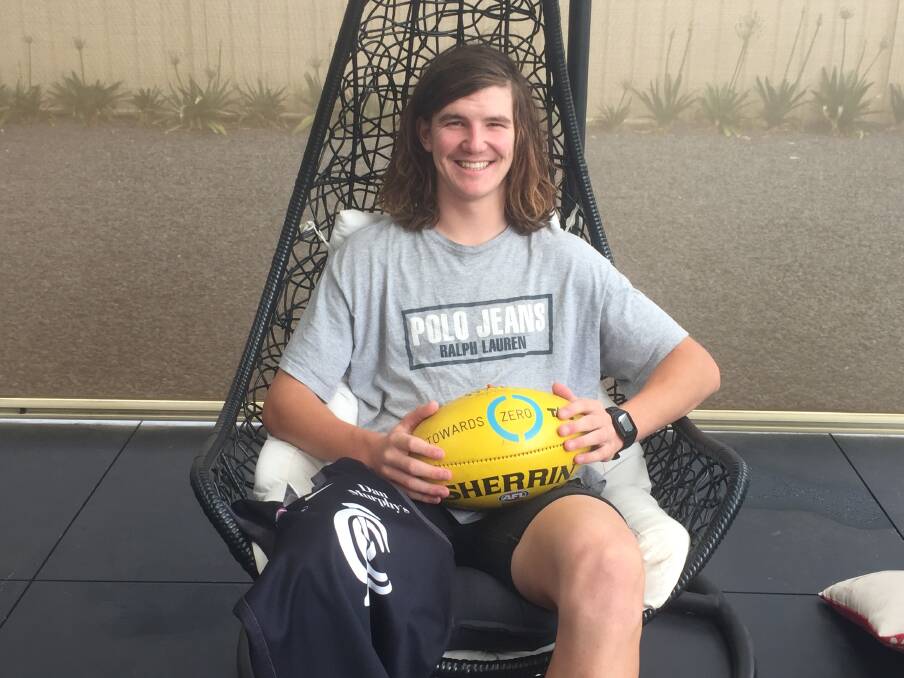 DREAM COME TRUE: Not only has Angus Schumacher been drafted, he is going to the club he barracks for, Carlton. The Blues took Schumacher with pick No.70 at the AFL National Draft on Friday night. He has his first training session with the club Monday morning. Picture: LUKE WEST