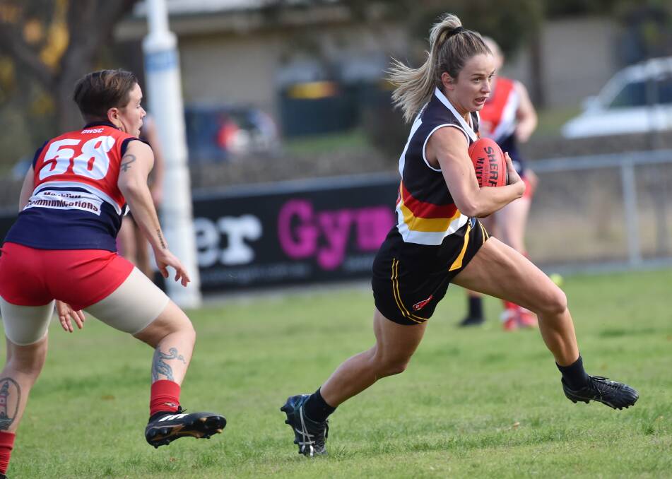 MIDFIELD JET: First-year player Olivia McEvoy has been one of the standout players for the Bendigo Thunder this season. The Thunder plays Keilor on Saturday.