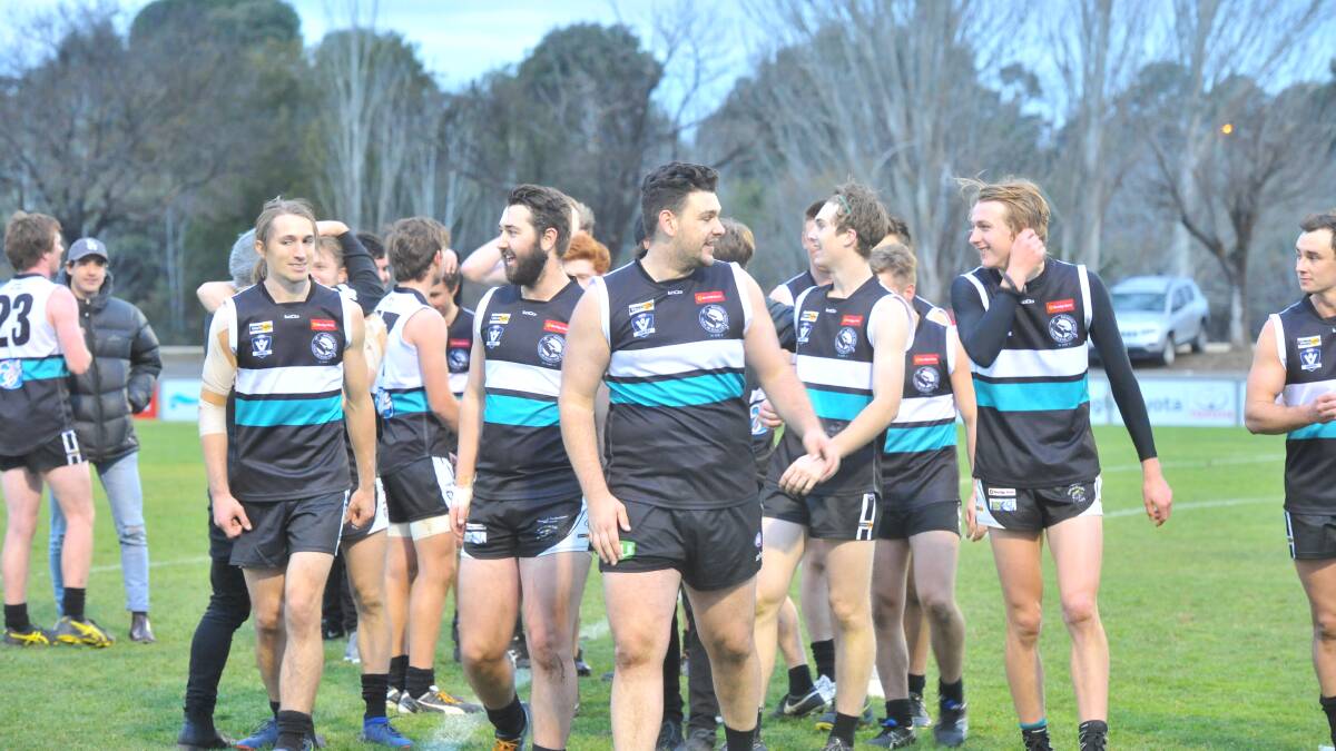 Maryborough players after breaking the club's 47-game losing streak.