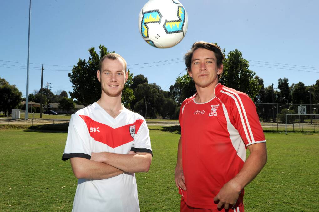 BIG YEAR AHEAD: Golden City's Zac Gilmour and Spring Gully United's Thomas Prince ahead of round one on Sunday. Picture: NONI HYETT