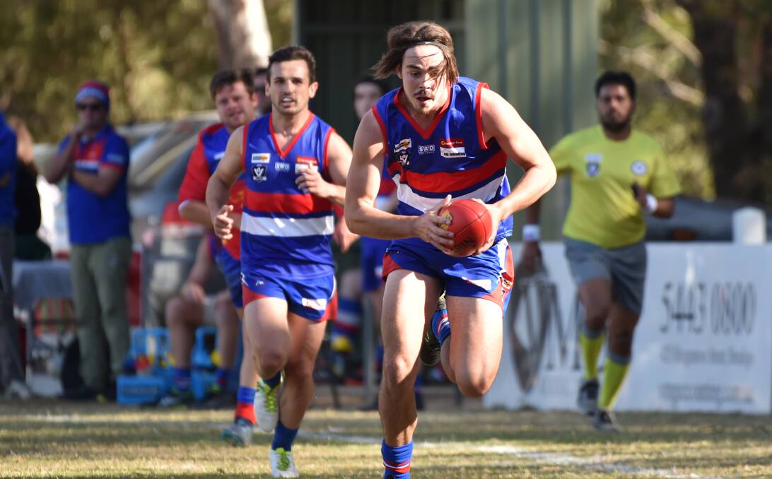 ON THE BURST: Jake Willcocks has slotted 22 goals for Pyramid Hill this year. He's one of nine Bulldogs' players with 15-plus goals for the season. Picture: GLENN DANIELS