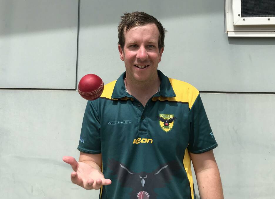 DESTROYER: Spring Gully's Alex Sutton wreaked havoc on Mandurang on Saturday, taking 7-5 off seven overs, including a hat-trick. The Crows bowled the Rangas out for 40 in the EVCA. Picture: LUKE WEST