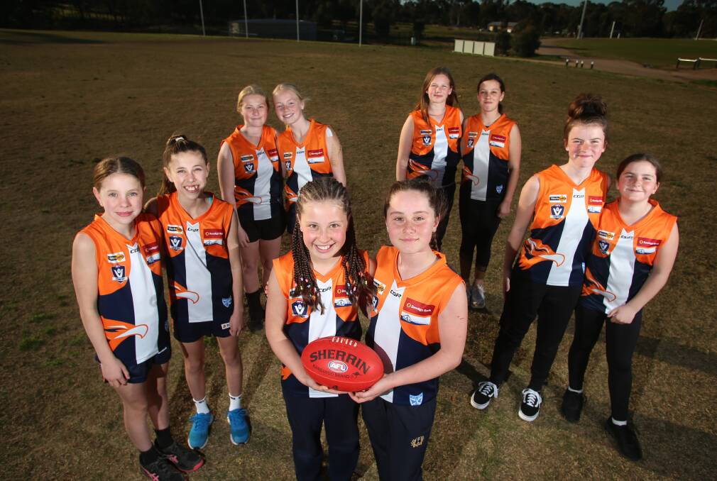READY FOR ACTION: The Maiden Gully YCW-Sandhurst under-13 girls grand final team for this weekend features five sets of siblings. Picture: GLENN DANIELS
