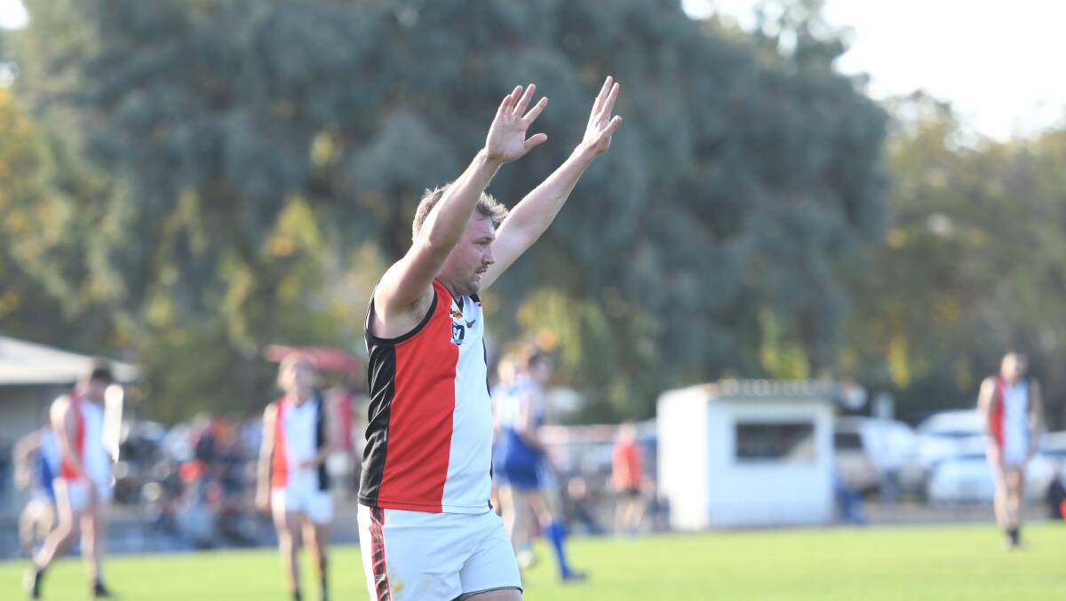 Heathcote's Luke Bell stands the mark. Picture: ANTHONY PINDA