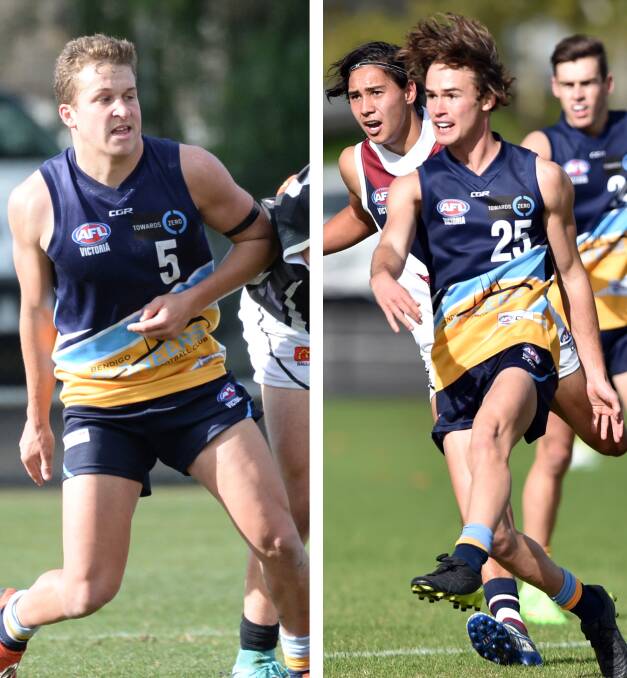 RECRUITS: Noah Wheeler and Lewin Davis in action during their Bendigo Pioneers days are joining Eaglehawk in the Bendigo Football-Netball League. Both were on VFL lists in 2019. Pictures: GLENN DANIELS