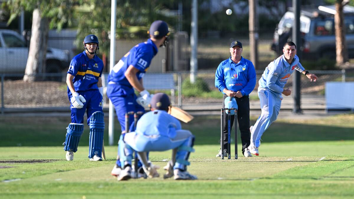 Cameron Taylor bowls for Strathdale-Maristians. Picture by Enzo Tomasiello