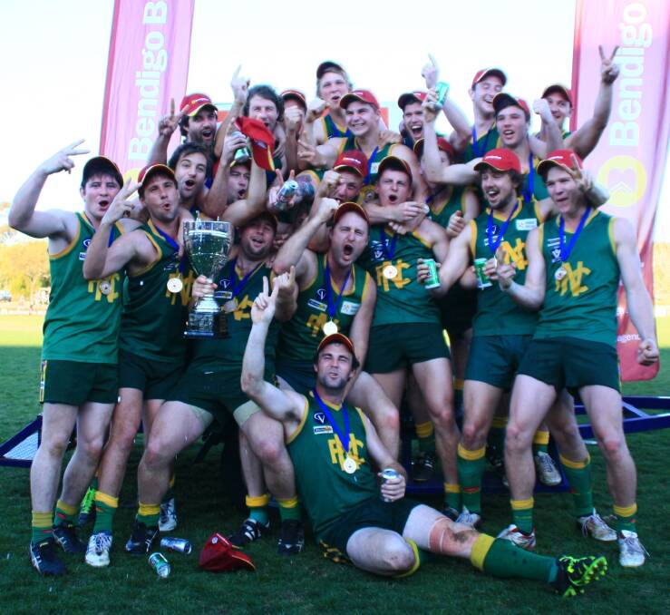 DOMINANT: Navarre's 2014 premiership team. The 2014 grand final victory against Carisbrook was win No.22 during the Grasshoppers' streak of 50 wins in a row. Picture: LUKE WEST