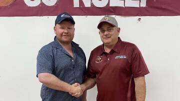 Nullawil's Wade Humphreys and new senior coach Darryl Wilson. Picture Nullawil FNC