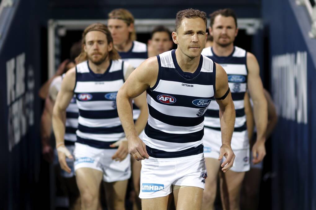 CAPTAIN COURAGEOUS: Joel Selwood will skipper Geelong for a record 227th time on Saturday night against Collingwood at the MCG. Picture: GETTY IMAGES